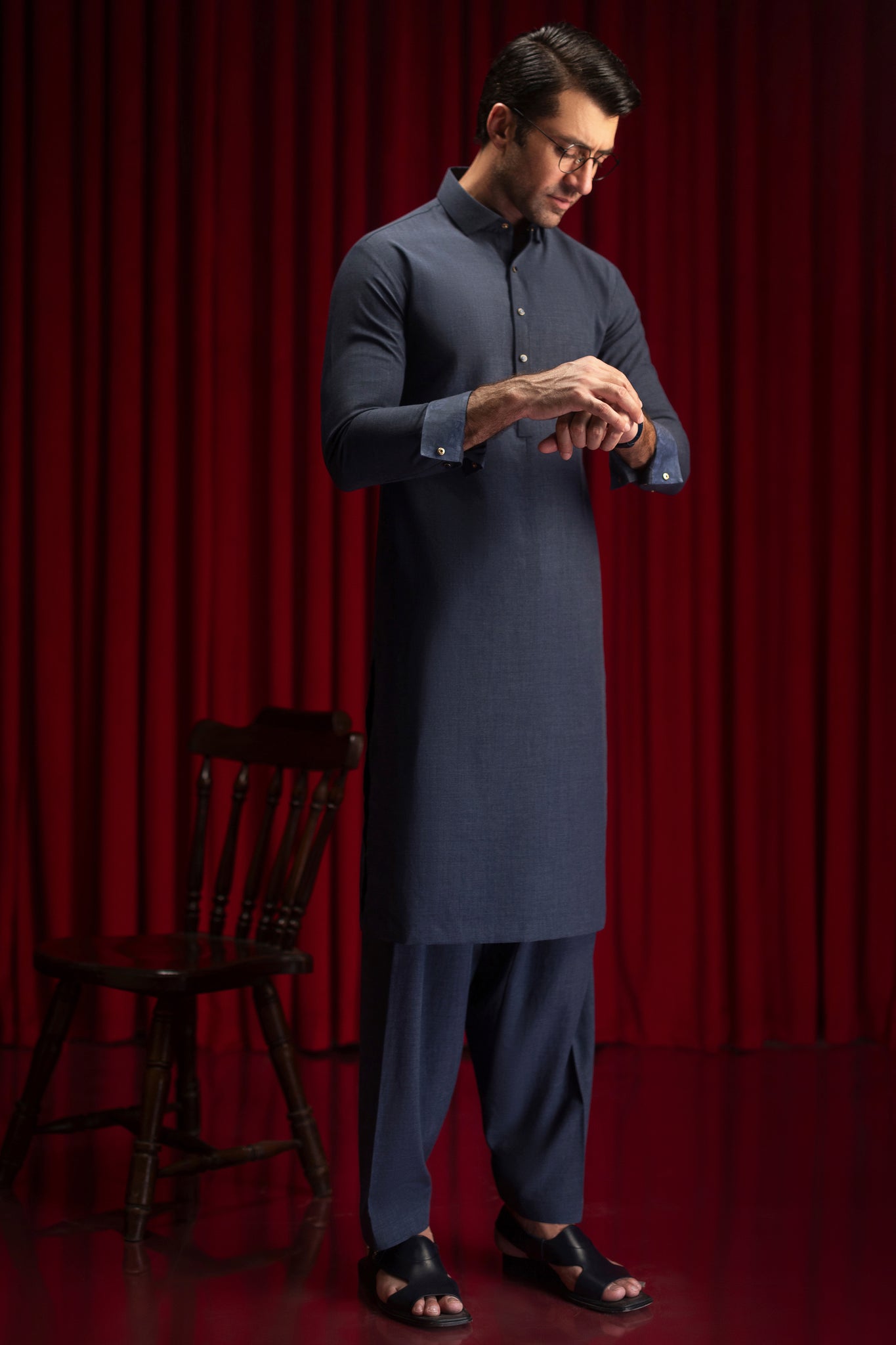 SANTA FE - Indigo Blended Kameez Shalwar