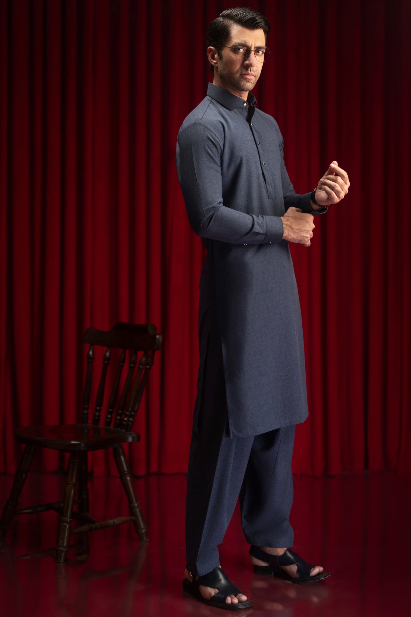 SANTA FE - Indigo Blended Kameez Shalwar