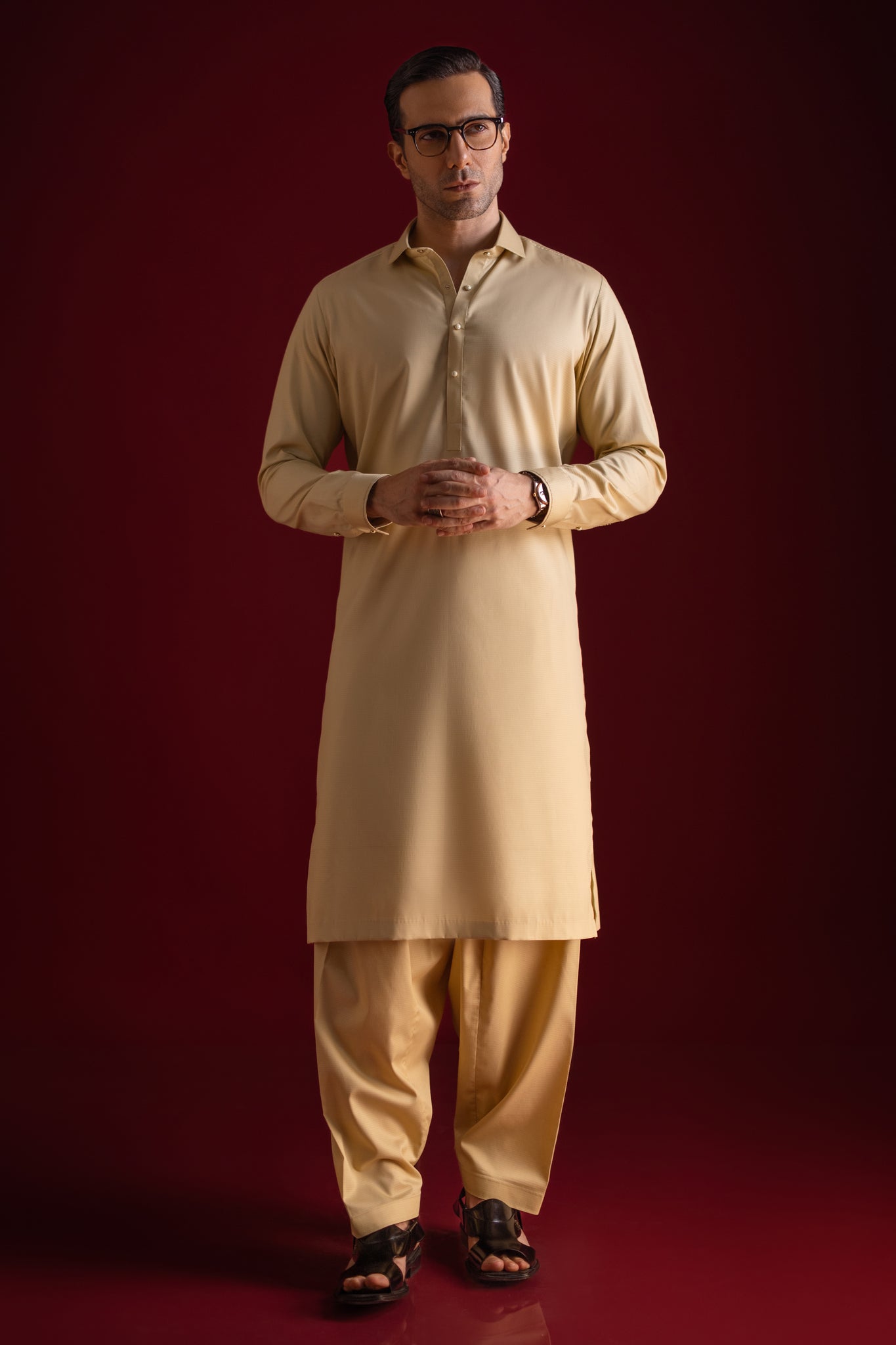 AUGSBURG - Light Khaki Cotton Kameez Shalwar