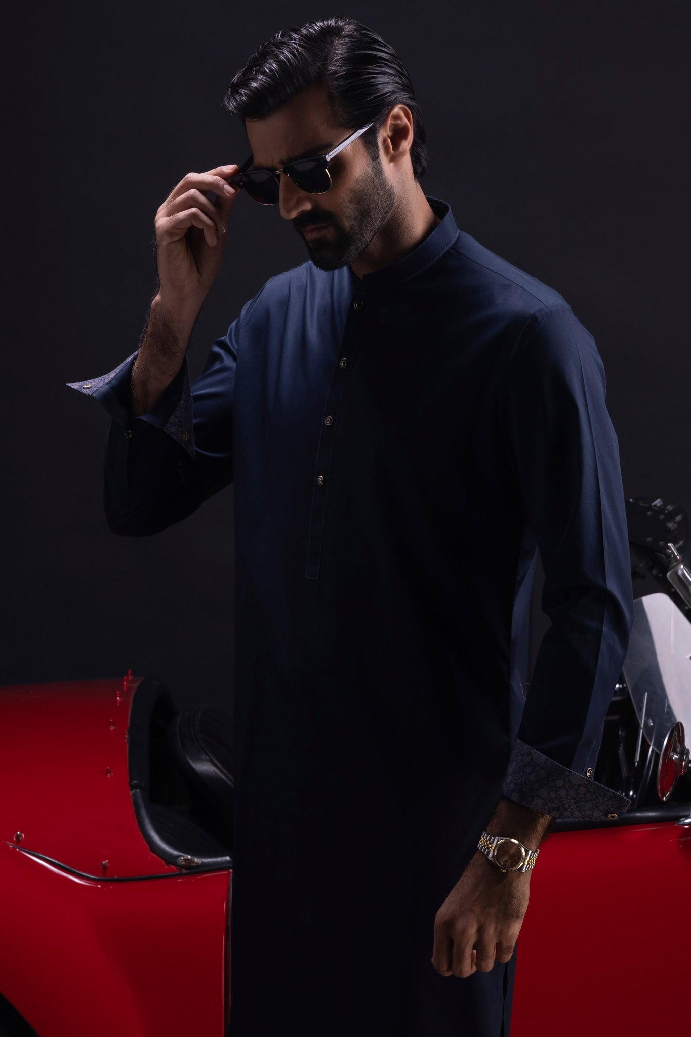 OSLO - NAVY COTTON KURTA TROUSER
