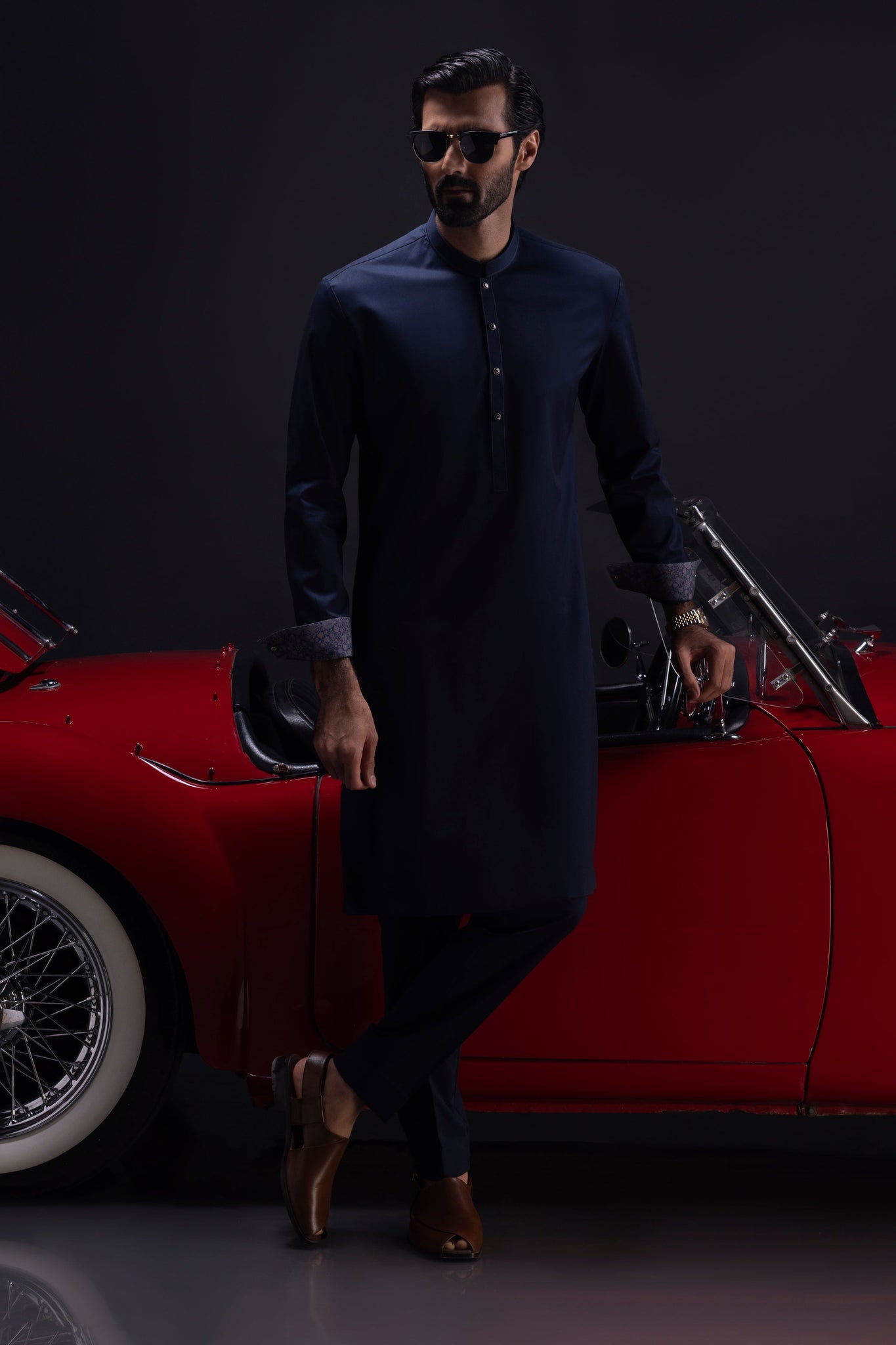 OSLO - NAVY COTTON KURTA TROUSER