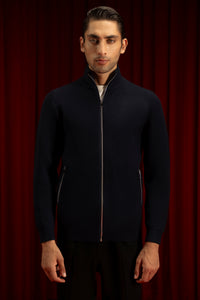 Navy Gauge Cardigan Zipper