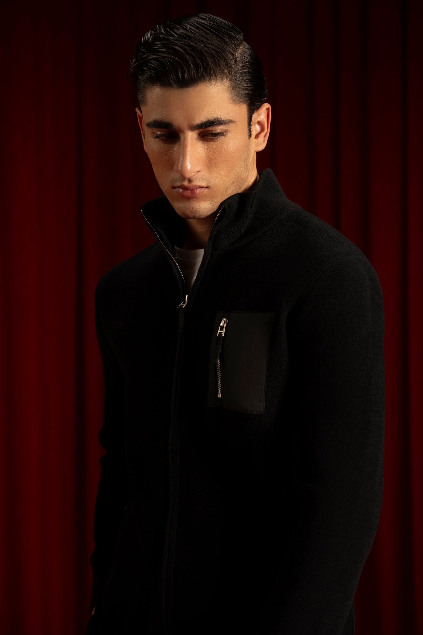 Black Nylon Cardigan Zipper Reece