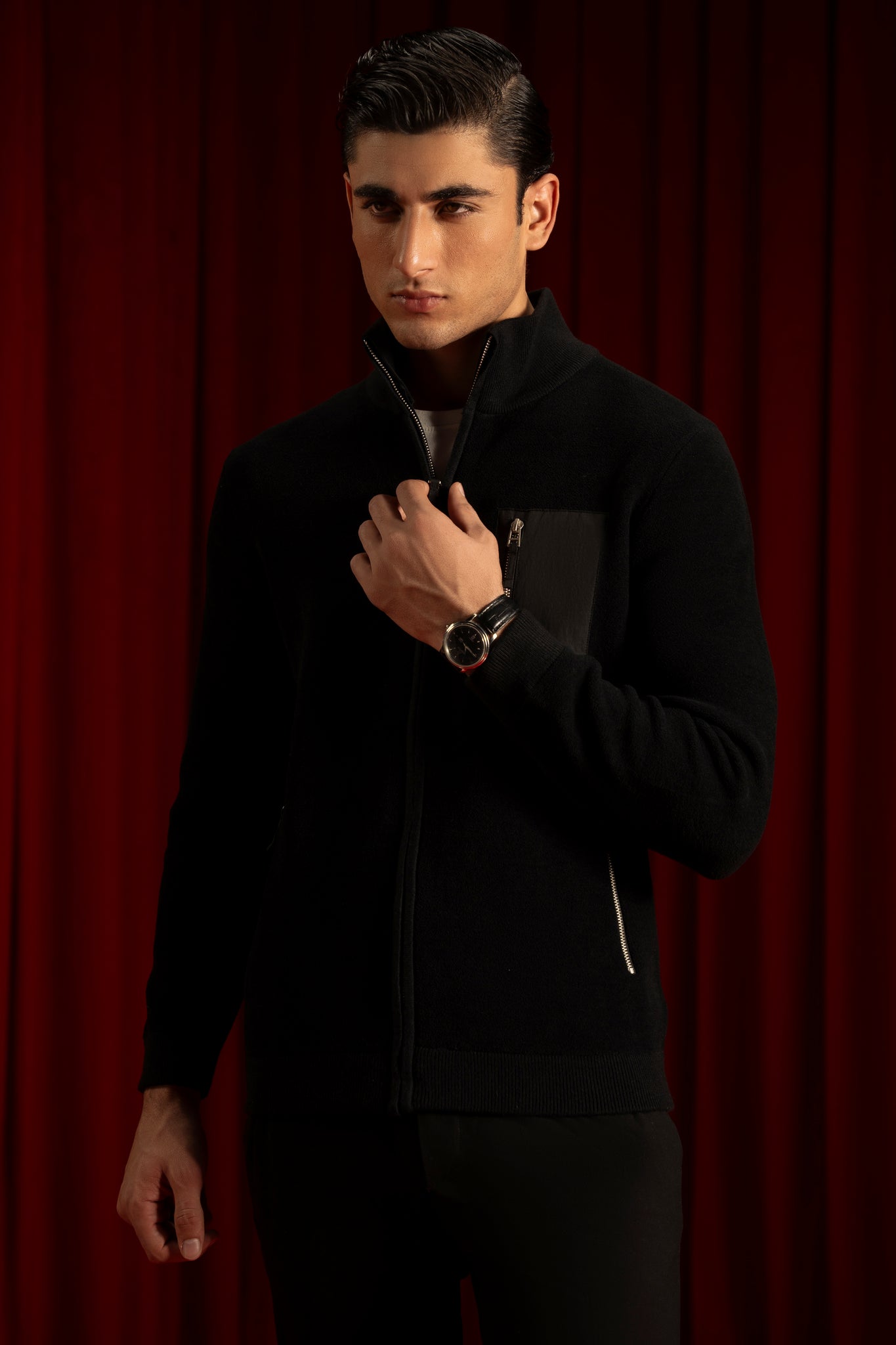 Black Nylon Cardigan Zipper Reece