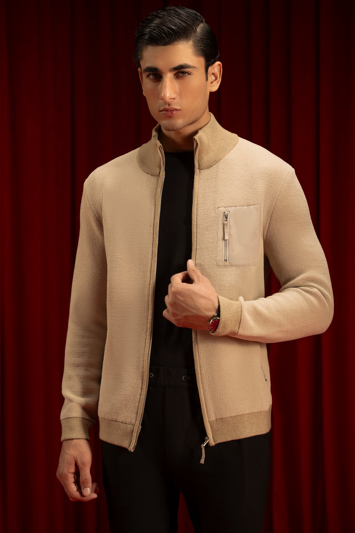 Cream Nylon Cardigan Zipper Reece