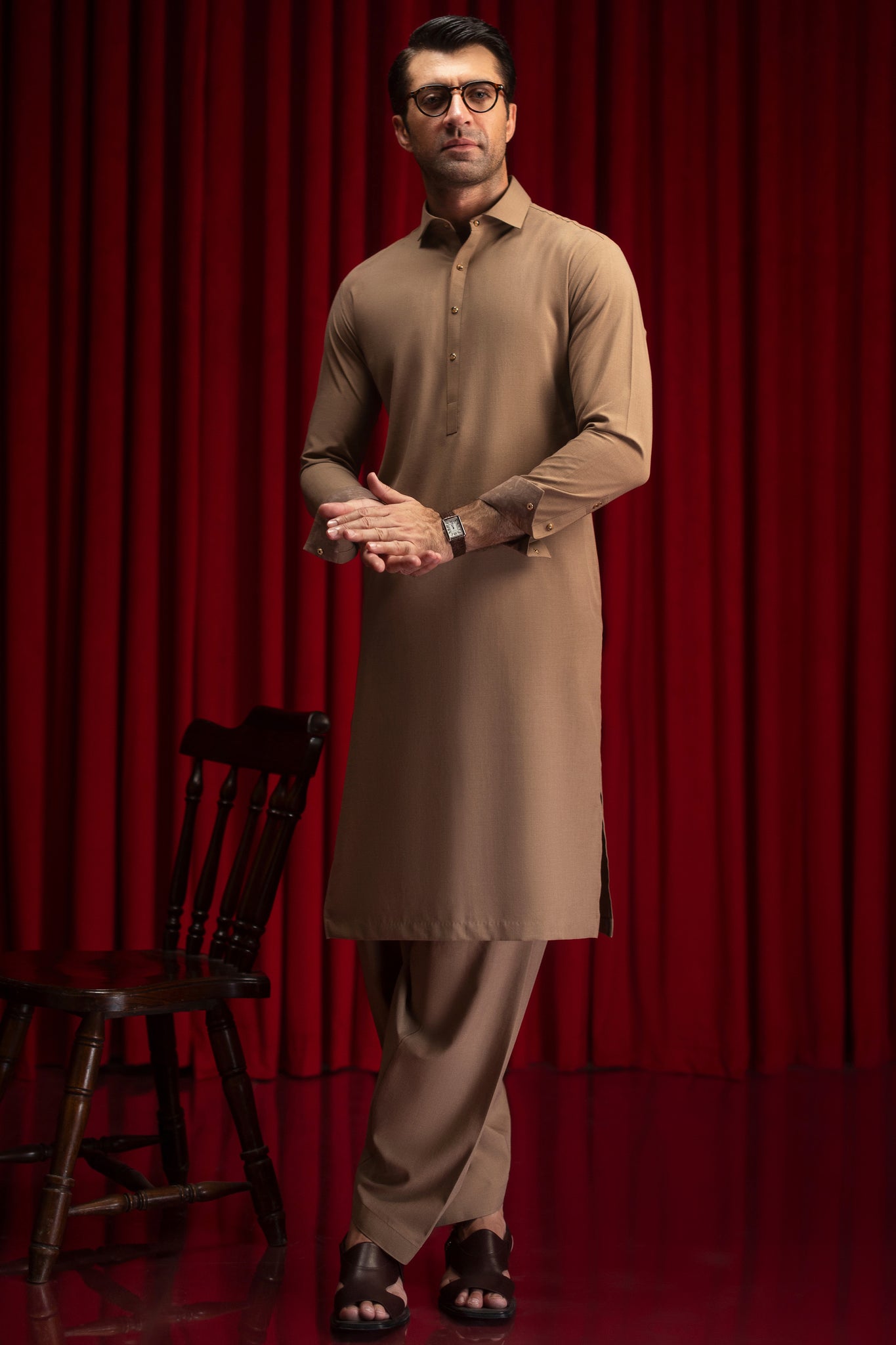 SANTA FE - Camel Blended Kameez Shalwar