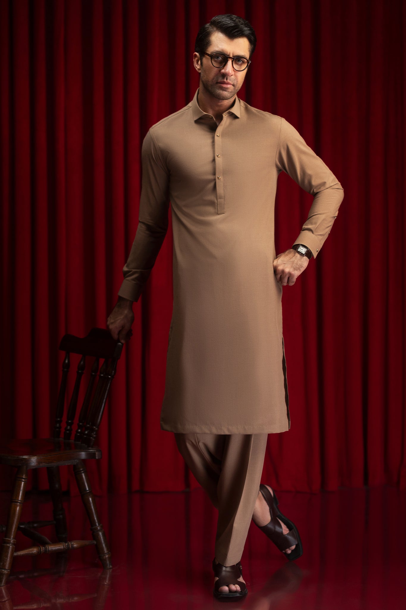 SANTA FE - Camel Blended Kameez Shalwar