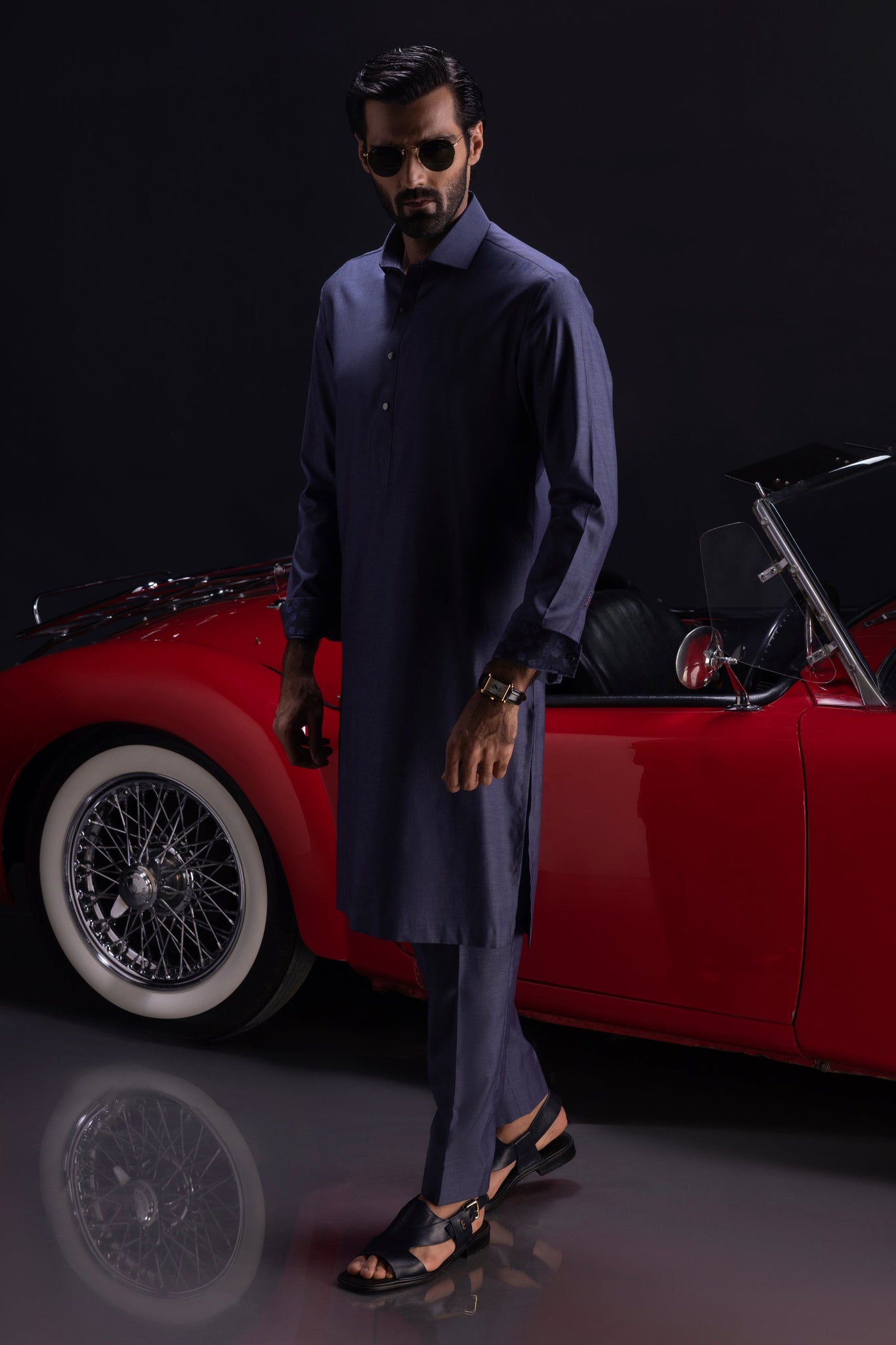 SHANGHAI - Stone Blue Cotton Kurta Trouser