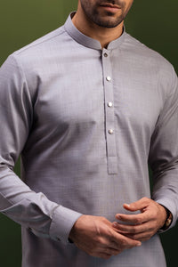 TEXAS  - Light Grey Blended Kurta Trouser + Waistcoat