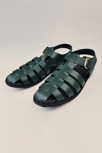 CASTLE - Green Leather Sandals
