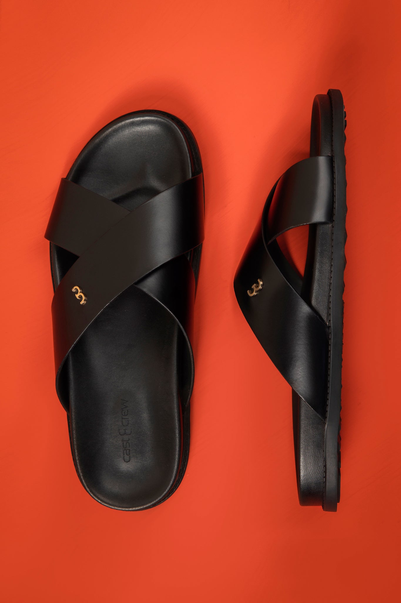 CROSSOVER - Black Leather Sandals