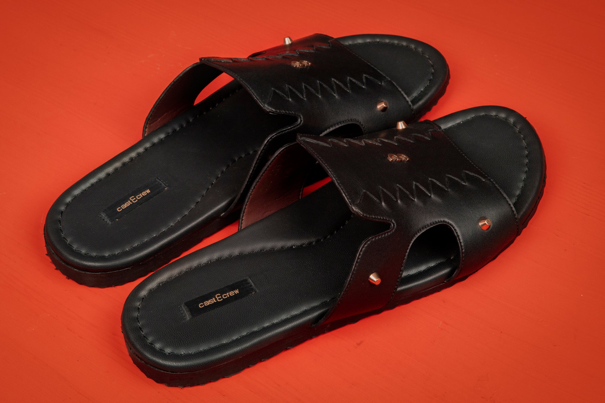 BRAIDED - Black Leather Sandals
