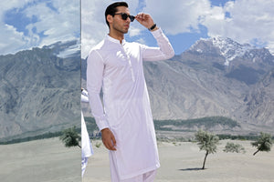JORDAN - White Cotton Kameez Shalwar