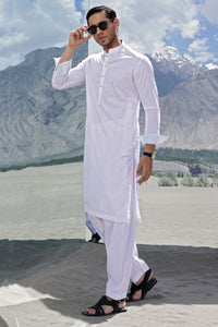 JORDAN - White Cotton Kameez Shalwar