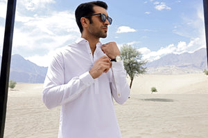 LAS VEGAS - White Cotton Kameez Shalwar